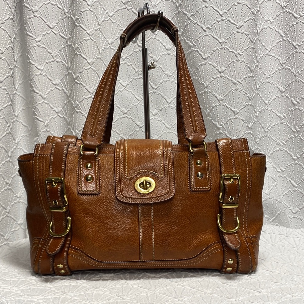 Coach Brown Leather Satchel with Gold Hardware